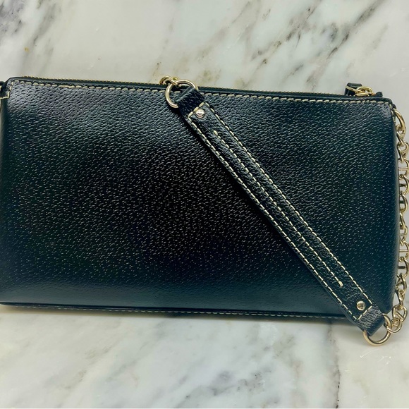 KATE SPADE’S WELLESLEY BYRD BLACK LEATHER GOLD CHAINLINK SHOULDER BAG •LIKE NEW• - Picture 2 of 6